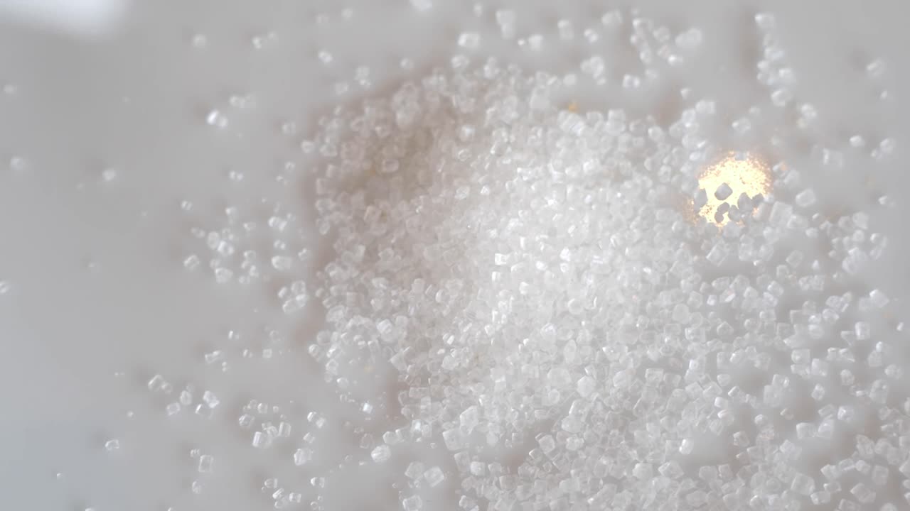 그라누레이션 된 설탕의 클로즈업