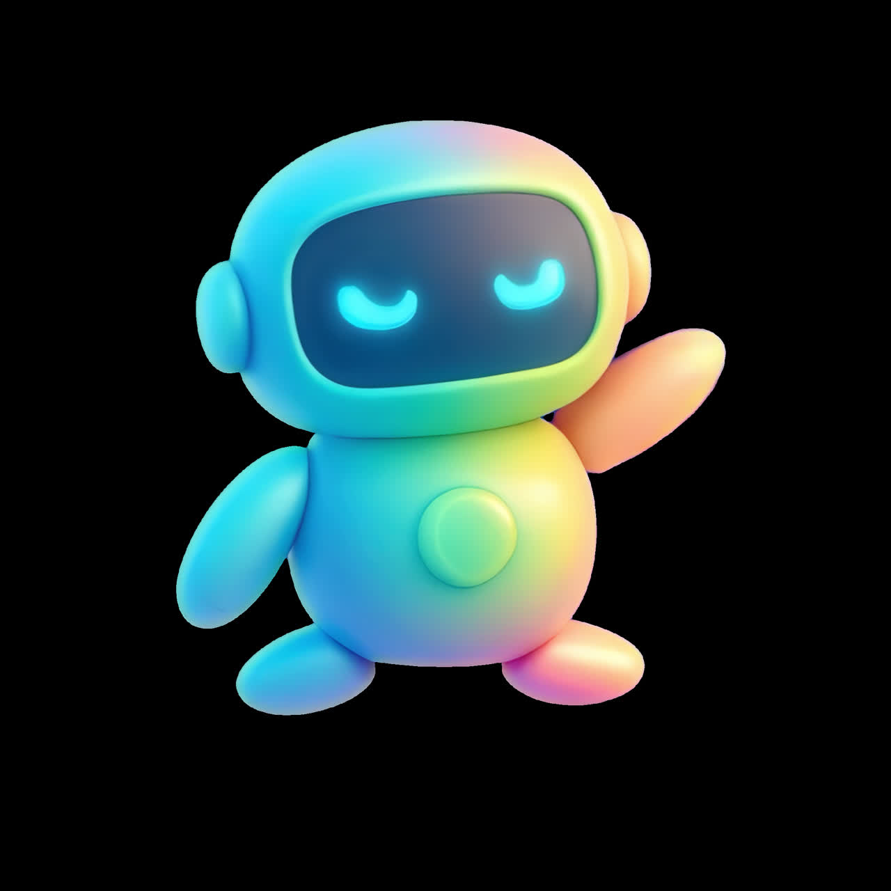 Animazione di illustrazione di robot colorato e carino, risorsa isolata, video 4K trasparente, canale alfa