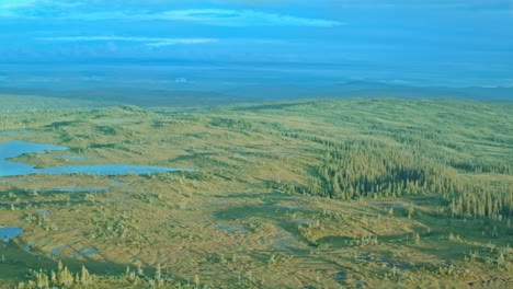 Green-land-with-some-trees-and-plains-with-mountains-in-the-background