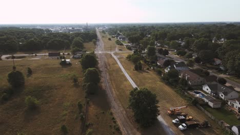 High-still-shot-of-a-railroad-near-Roosevelt-Park-in-Muskegon,-MI