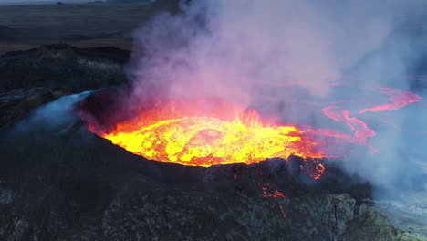 aerial view of a volcanic eruption