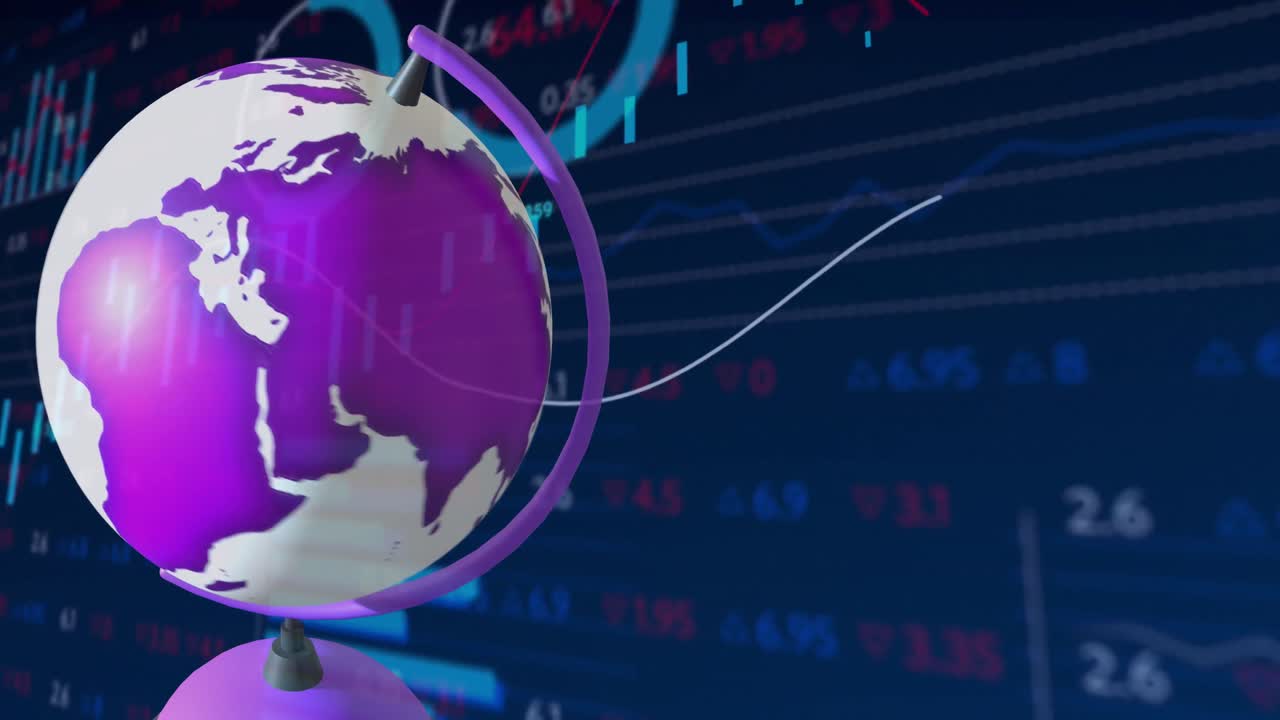 animación del procesamiento de datos financieros en todo el mundo