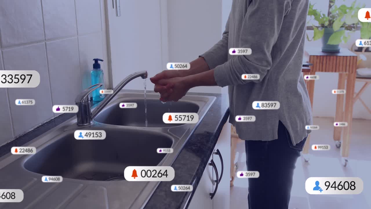 카우카스 여성이 손을 는 미디어 아이콘의 애니메이션