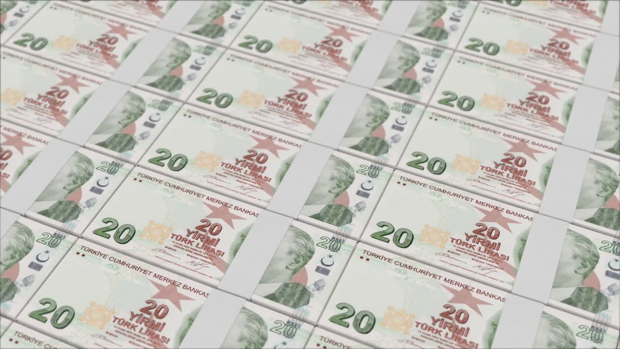 impresión de billetes de 20 liras turcas por una imprenta de dinero