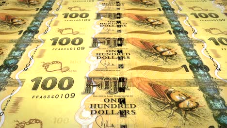 banknotes of one hundred fijian dollars of fiji rolling, cash money, loop