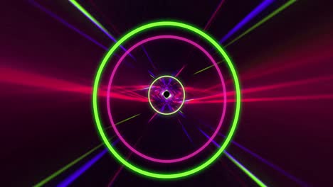 animación de formas de neón y túnel de rastros de luz brillante de transferencia de datos