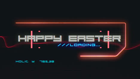 happy easter on digital screen with hud elements in galaxy