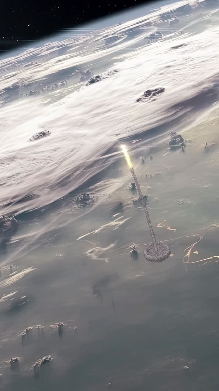 Vertical Shot of a Space Rocket or Weapon of Mass Destruction Launching from the Surface of the Earth Seen From Space