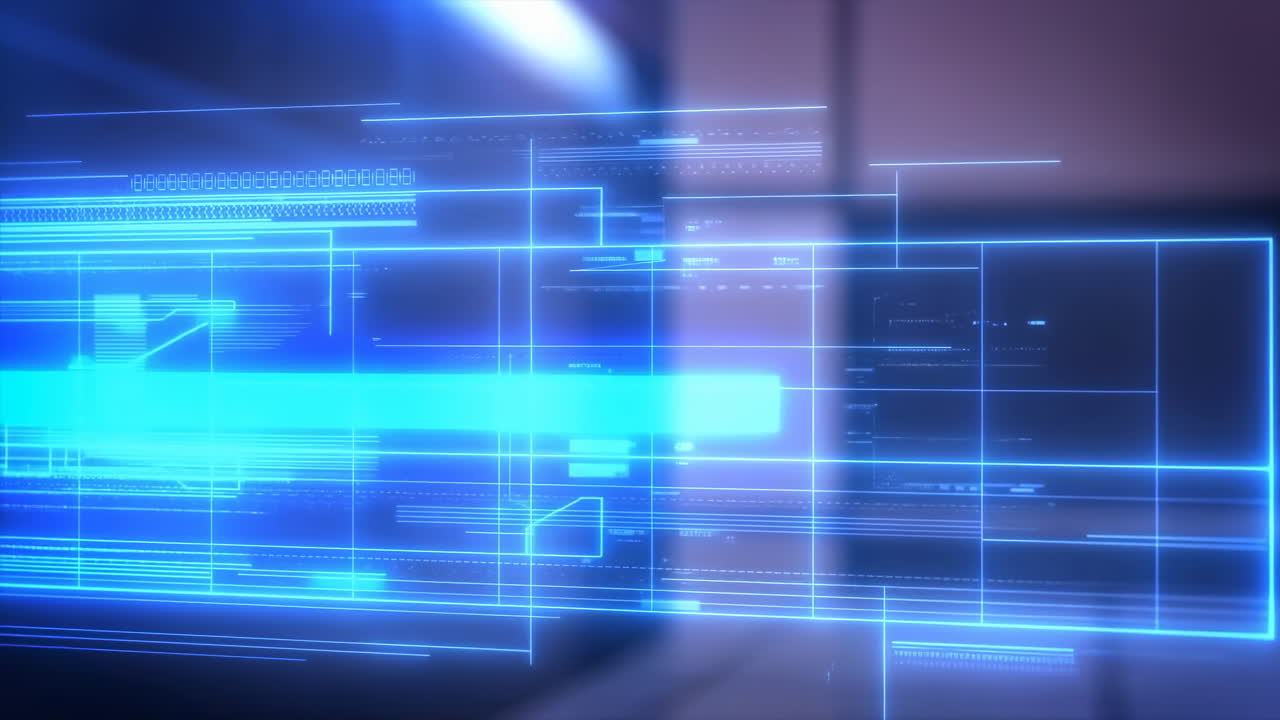 Abstract Digital Interface with Glowing Blue Lines and Data