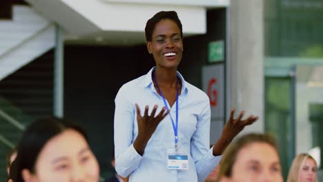 Businesswoman-asking-a-question-during-seminar-4k