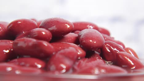 close-up of canned red beans