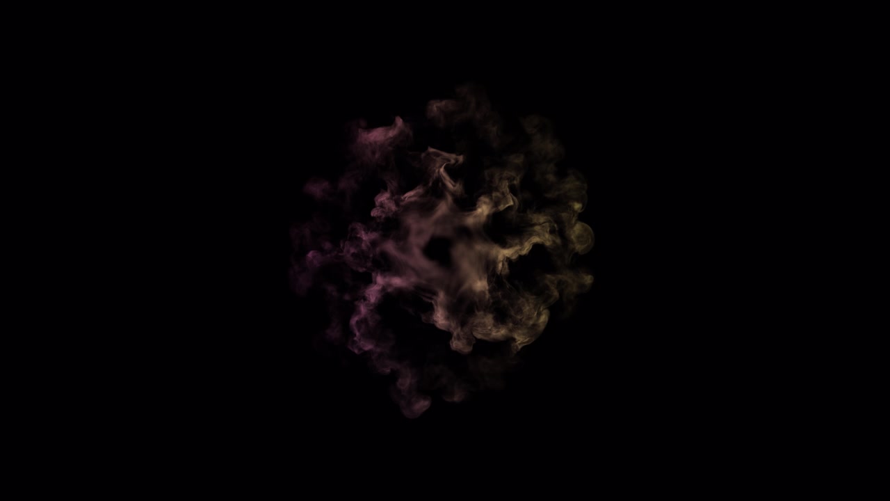 Dynamic Colorful Smoke Cloud Expanding and Dissipating on Black Background