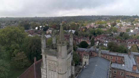 reverse aerial reveal of winchester college