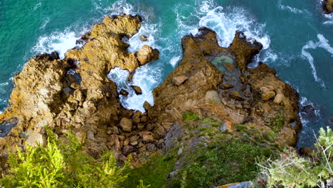 scenic coastline at the knysna heads - top down view from vantage point