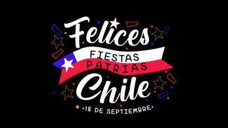 set of fiestas patrias chile lettering celebration letters and chilean flag white red blue graphics