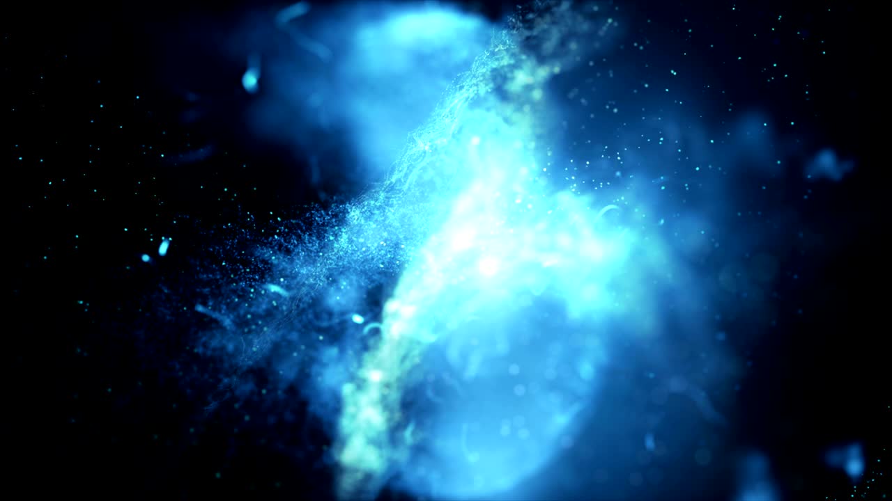 partículas de fondo abstracto y efecto de iluminación flotante y flujo con oscuro y grano procesado