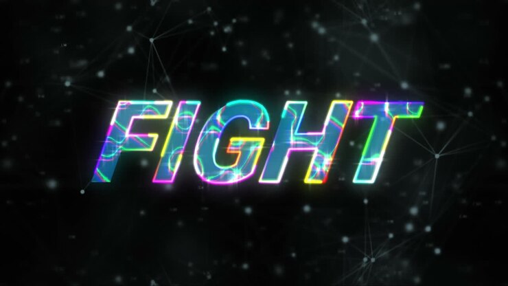 Animation of fight text over connections with lights background