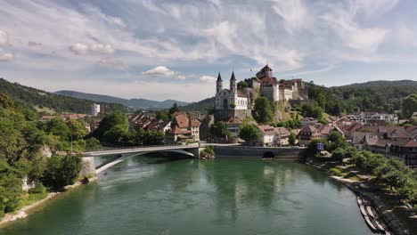a scenic view of aarburg and aare river in solothurn, switzerland