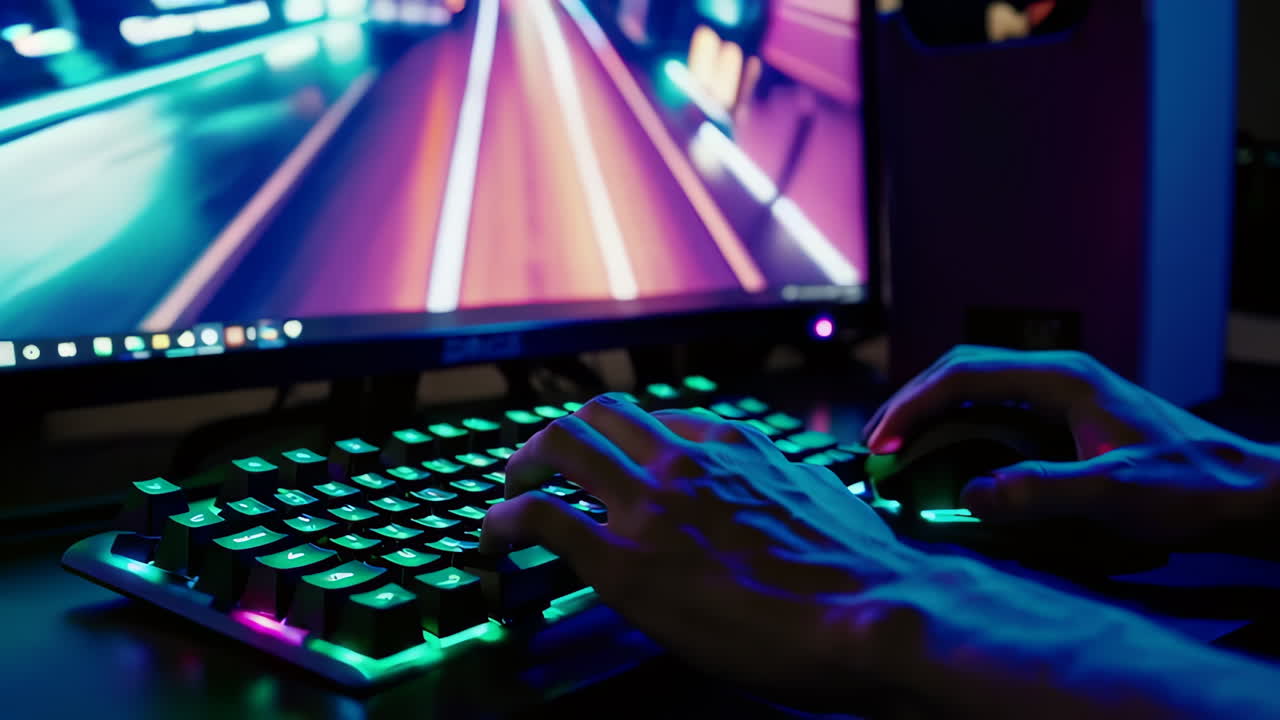 Gamer nachts in Aktion
