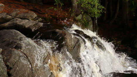 Powerful-river-stream-falling-through-rocky-landscape,-static-view