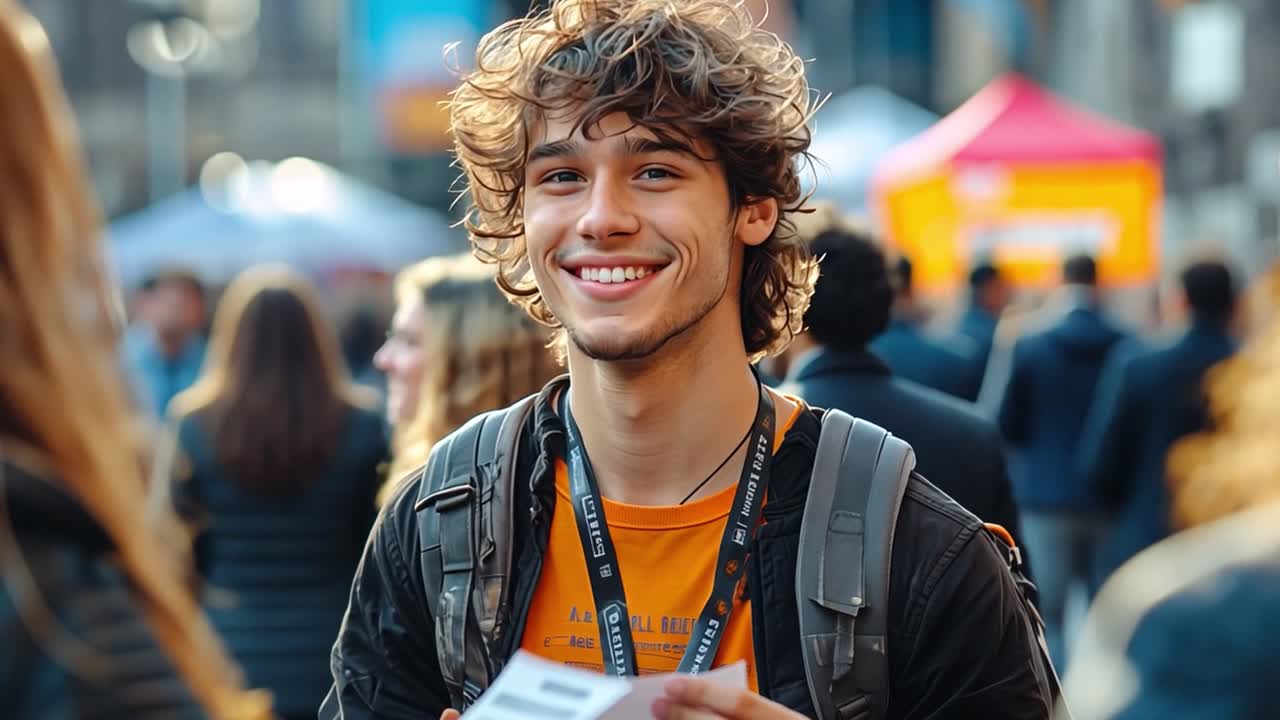 Man smiling at an outdoor festival