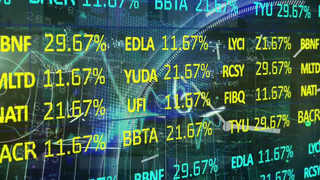 Animation of financial data processing over clock