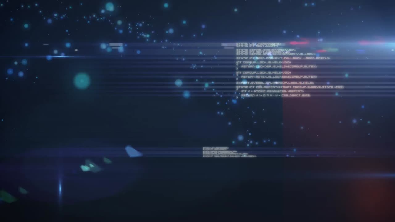 Animation of data processing over falling spots of lights