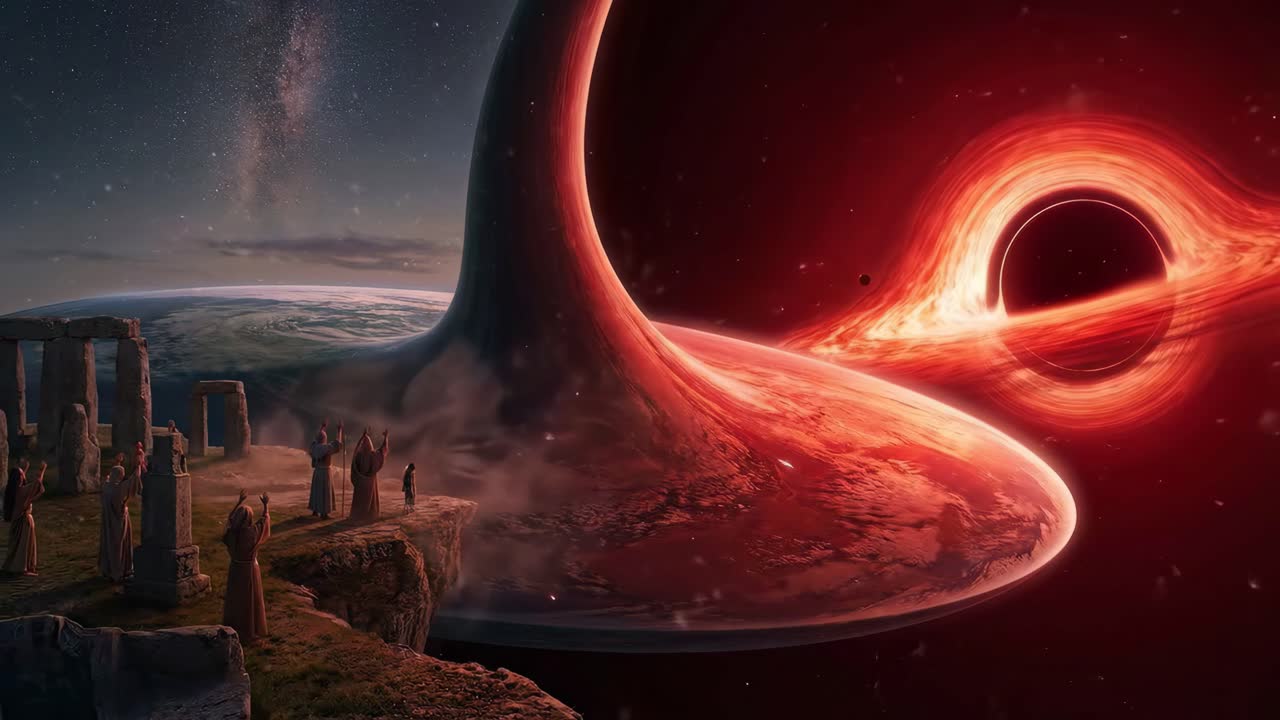 Eldgammle skikkelser er vitne til en kosmisk svart hull-hendelse nær en planet