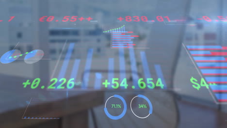animación del procesamiento de datos financieros en la oficina