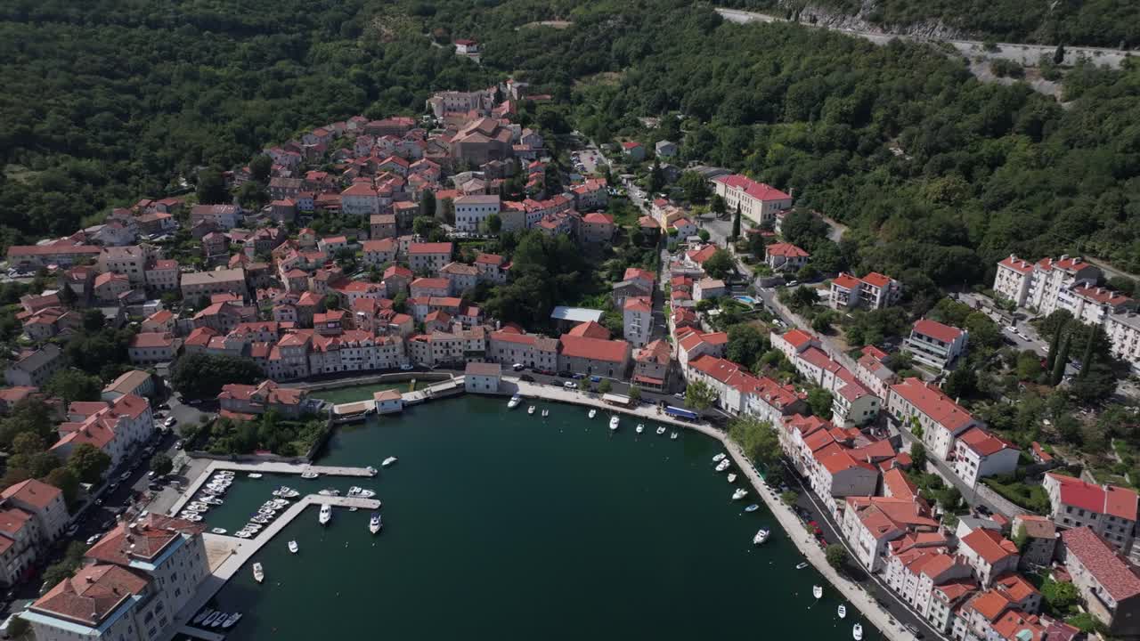 Aerial View of a Coastal Town in Croatia