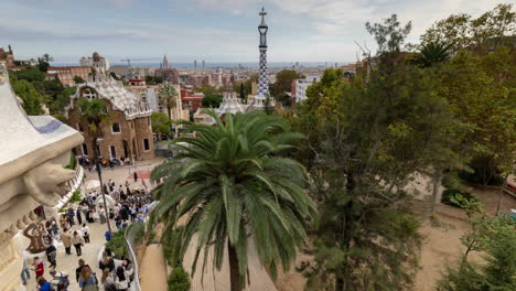 timelapse of the barcelona skyline shot from parc guell.