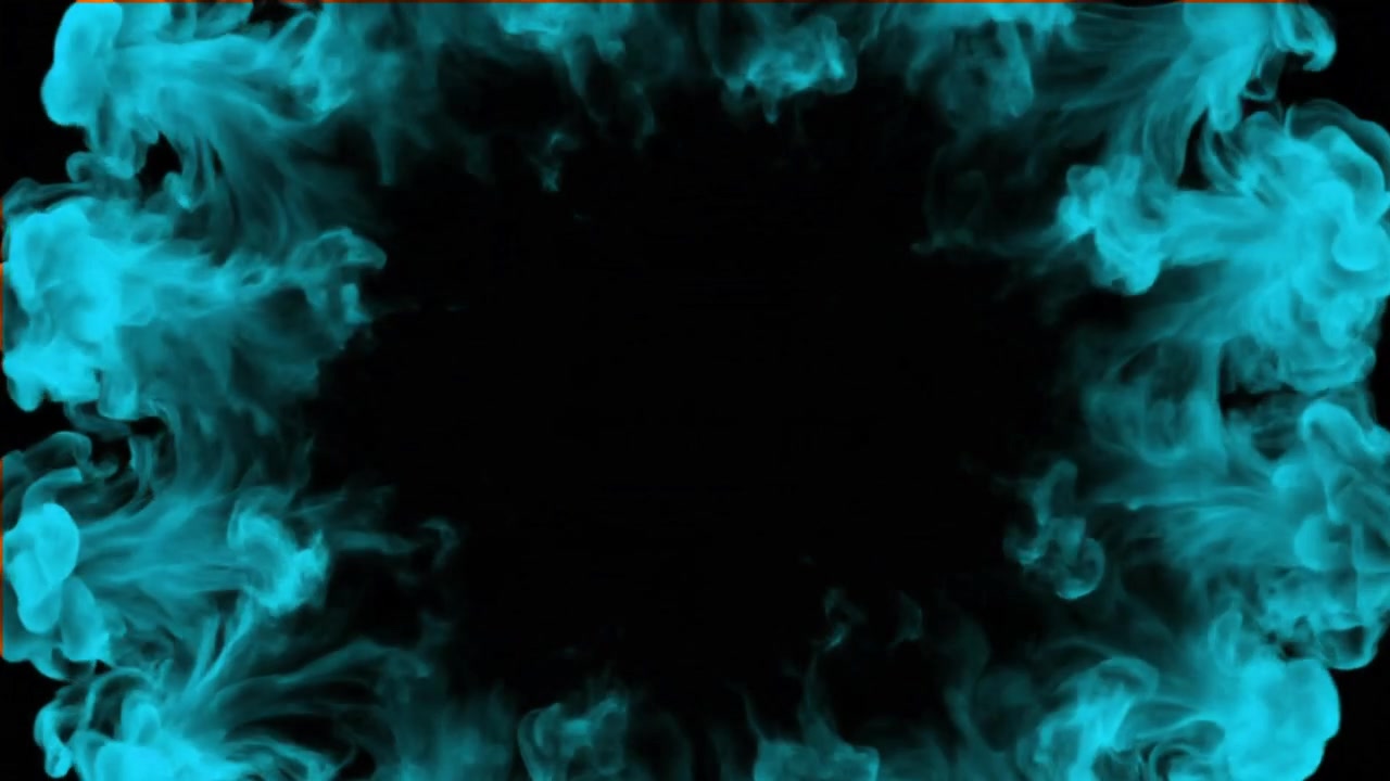 Abstract Cyan Smoke Expanding in Circular Motion on Black Background