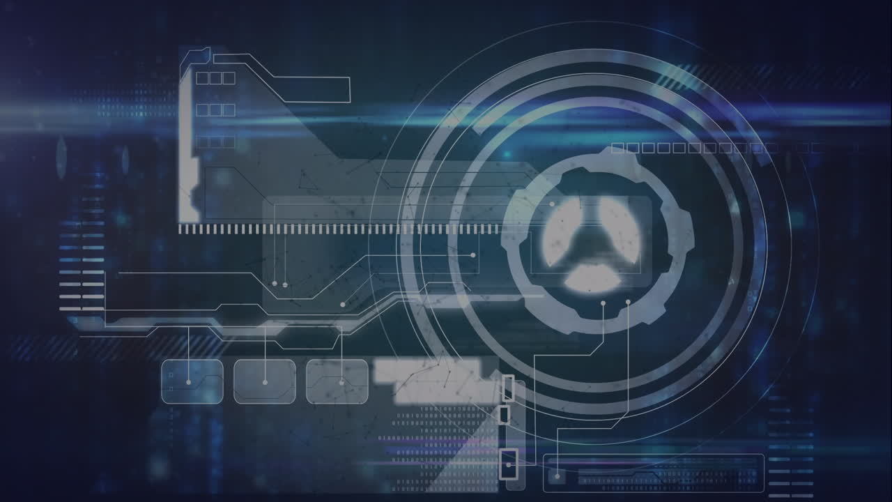 animación de escaneo de alcance y procesamiento de datos sobre fondo negro