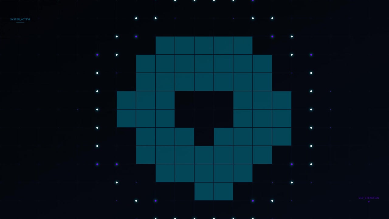 Abstract Digital Grid Animation with Expanding Geometric Shapes