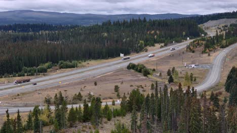 capturing autumn traffic: aerial footage of coquihalla highway between merritt and kamloops