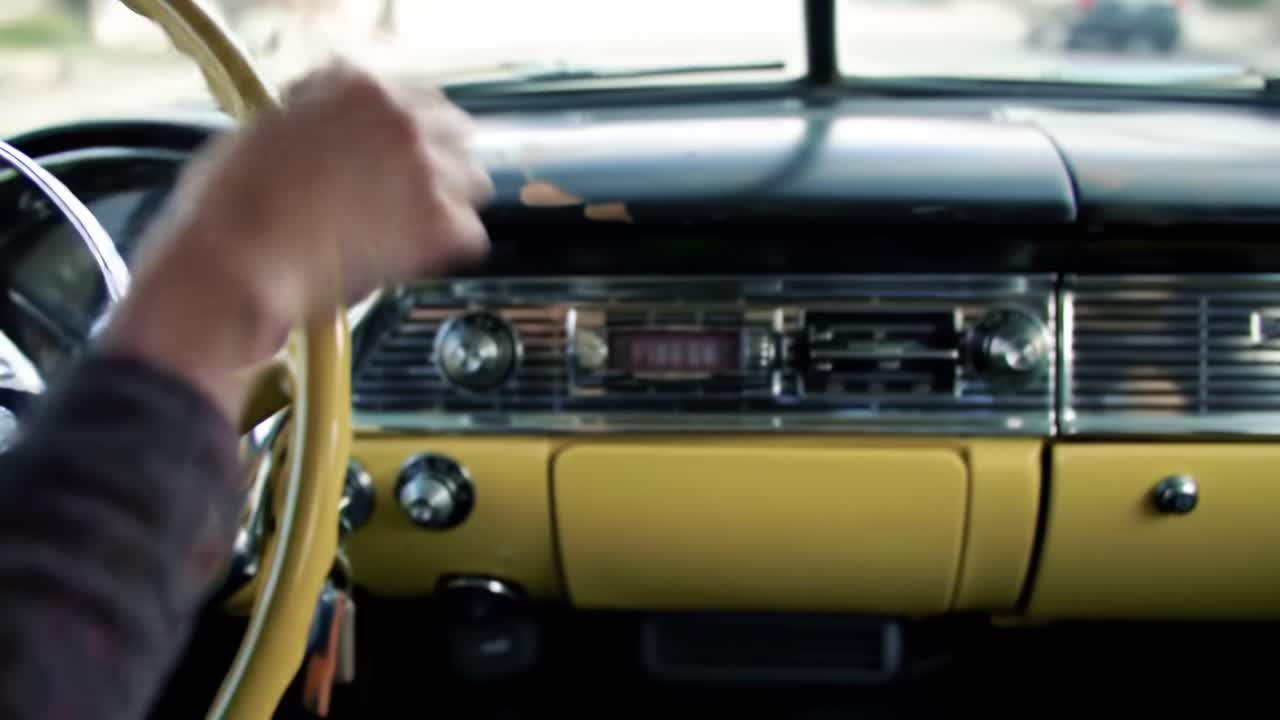 Capturing the Vintage Charm: A Close-Up Journey Inside a Classic Car's Dashboard and the Integration of Modern Technology