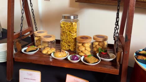 beautifully served banquet table with different food snacks