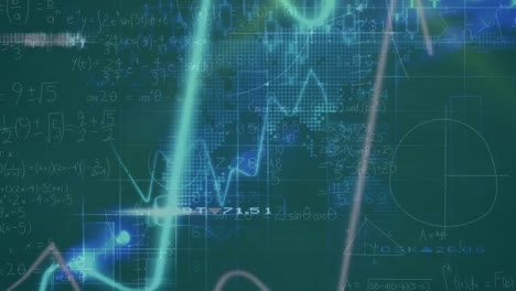 animación de múltiples gráficos, cadenas de bloques, números y mapas sobre soluciones matemáticas.