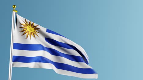 Flagge-Von-Uruguay,-Blauer-Hintergrund;-3D-Rendering