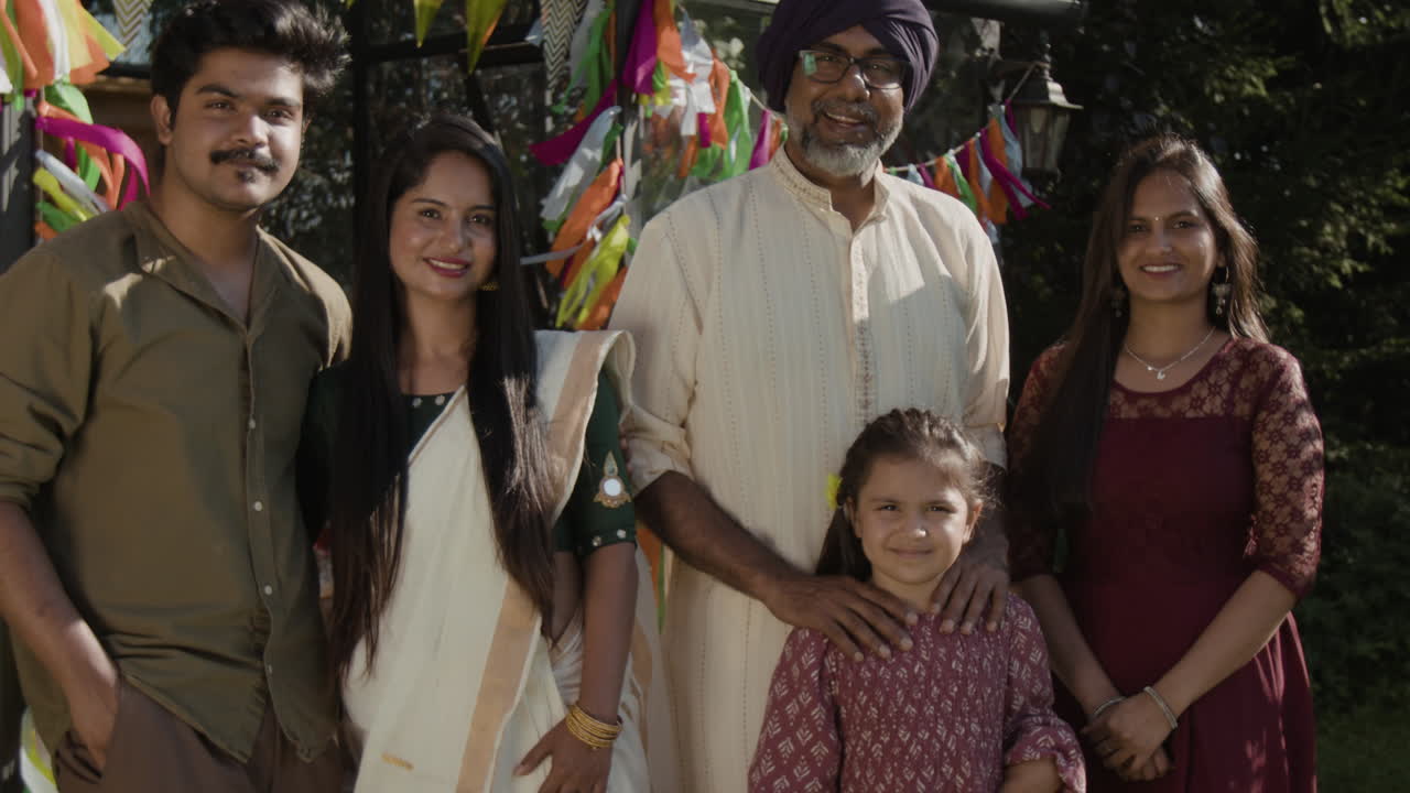 Smiling Indian Family Portrait During a Festive Celebration
