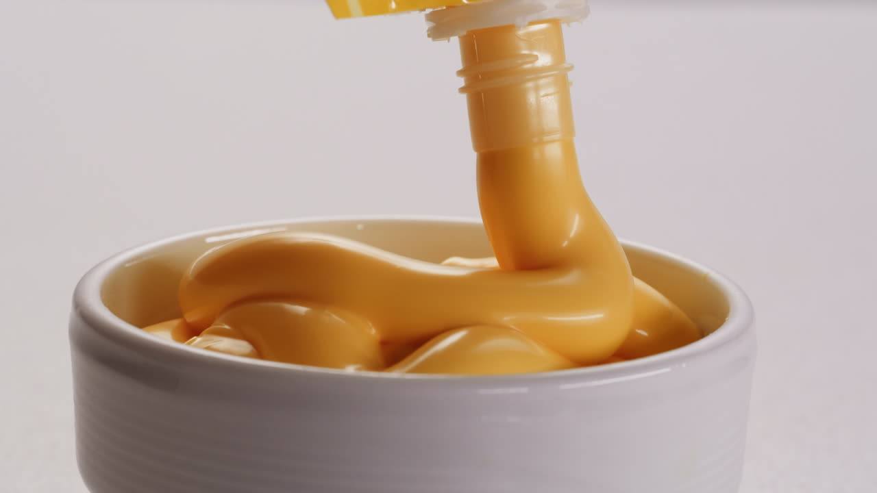 Cheese Sauce Pouring into a Bowl
