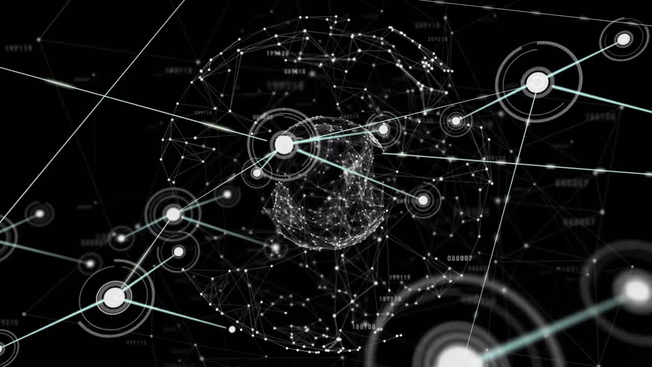 animación de la red de conexiones en todo el mundo con puntos brillantes