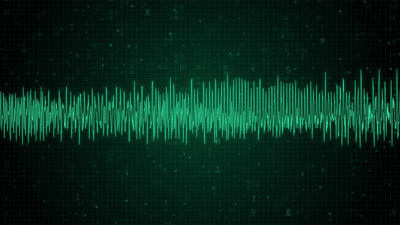 Futuristic AI-Powered EKG Heartbeat Monitor with Digital Audio Waveform and Equalizer Display