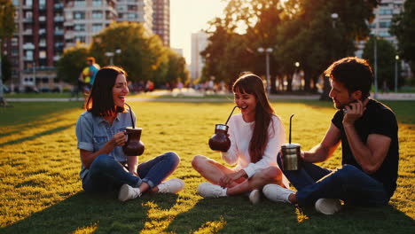 friends enjoying a sunny afternoon in the park