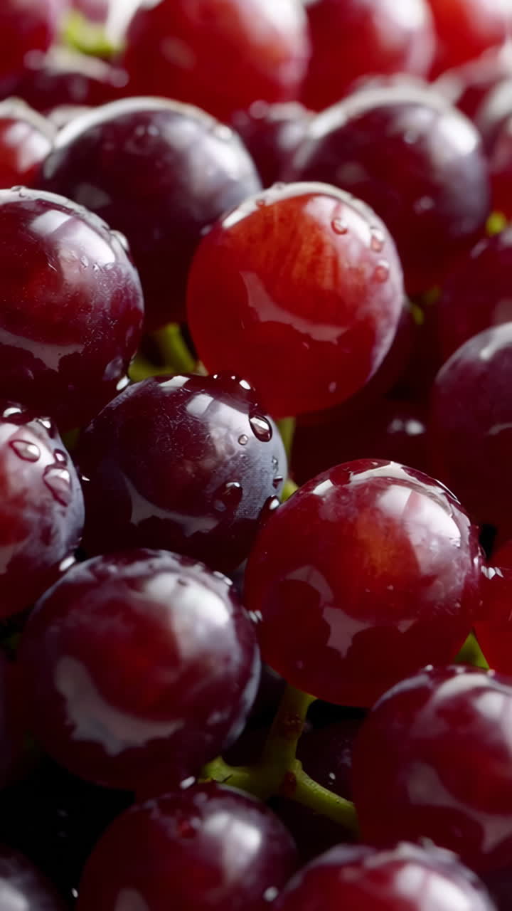 Close-up of Fresh Red Grapes with Water Droplets