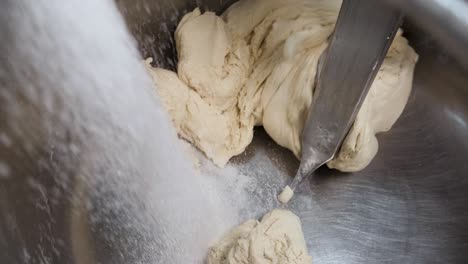 commercial dough mixer in action