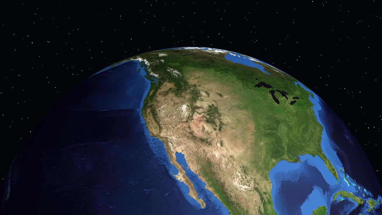 A digital animation zooms from space into North America, pinpointing Salt Lake City, Utah