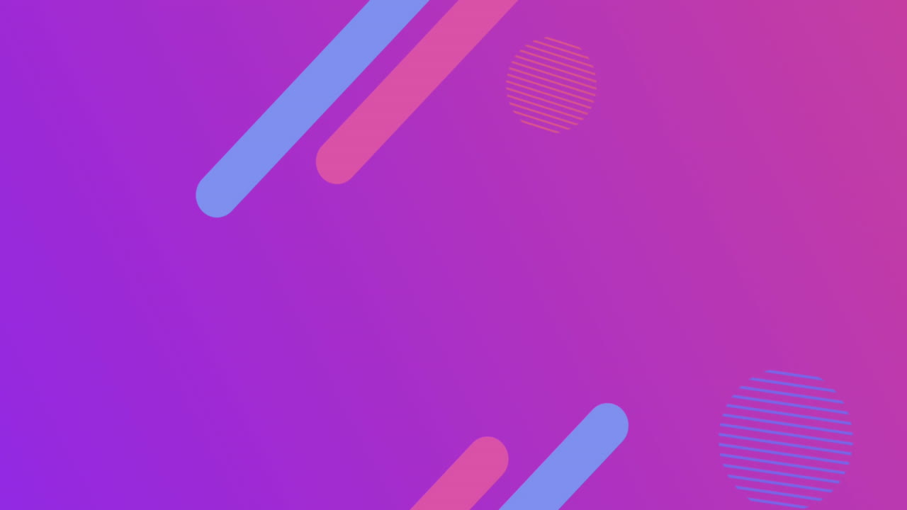 animación de texto retro boom y formas abstractas que se mueven sobre fondo púrpura