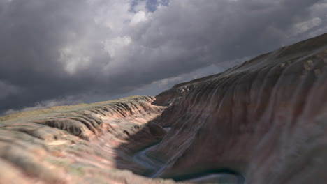 canyon landscape under a stormy sky