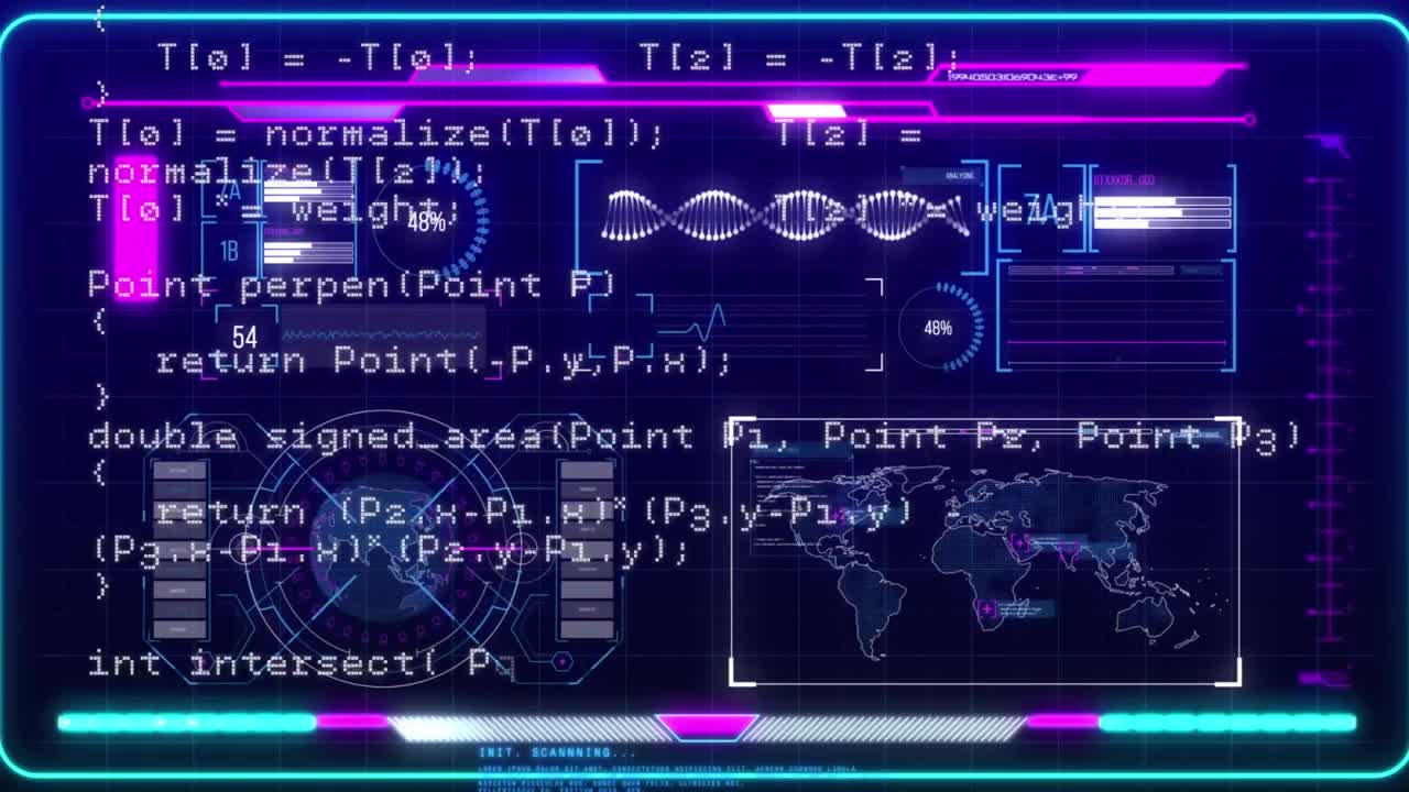 animacja przetwarzania danych na interfejsie